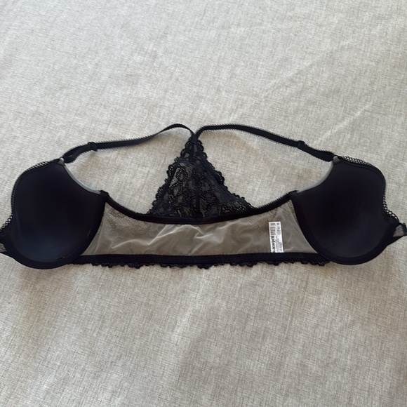 B Tempt'd by Wacoal Bra 32DD Gray Black Lace Underwire Front Closure cross back - Picture 3 of 7